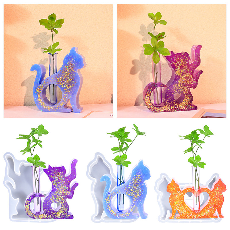 Propagation Station Vase - Kedi şekilli reçine kalıpları vazo silikon